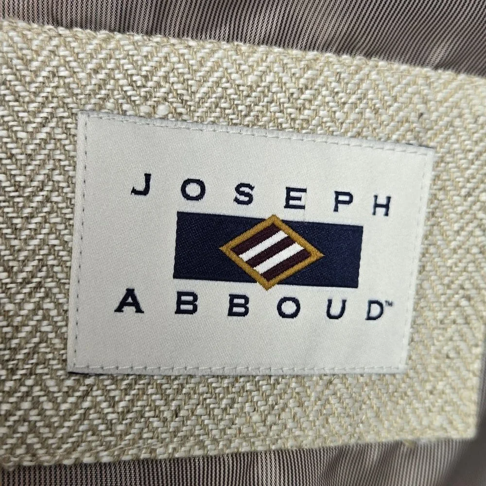 Joseph Abboud Sz 40 Regular 100% Linen Cream Colored Blazer 2 Button Herringbone